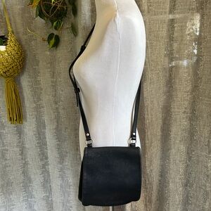 Vintage Coach Slim Black Leather Crossbody Bag